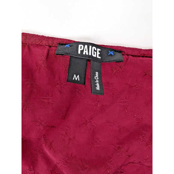 PAIGE Avonne Dobby Tiered Maxi Dress Berry Jam Pink Size M Smocked Satin - Picture 10 of 15